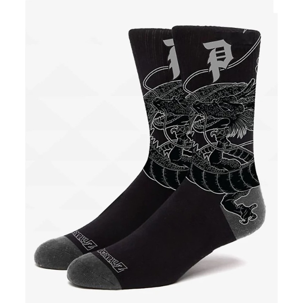 Primitive x Dragon Ball Z Shenron Black Crew Socks Anime Manga Skater‎ NEW